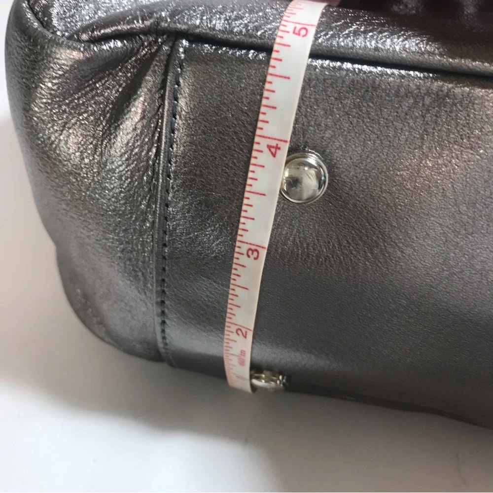 b. makowsky Pewter Metallic Leather XL Tote Bag NWT